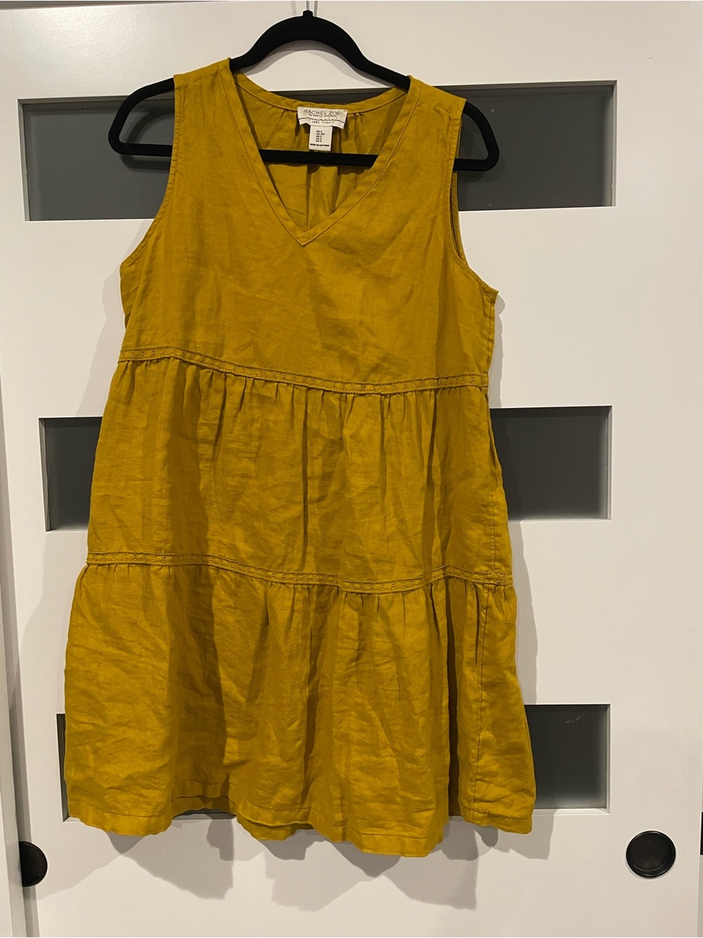 Rachel Zoe Mustard Yellow Sleeveless Linen Mini Dress